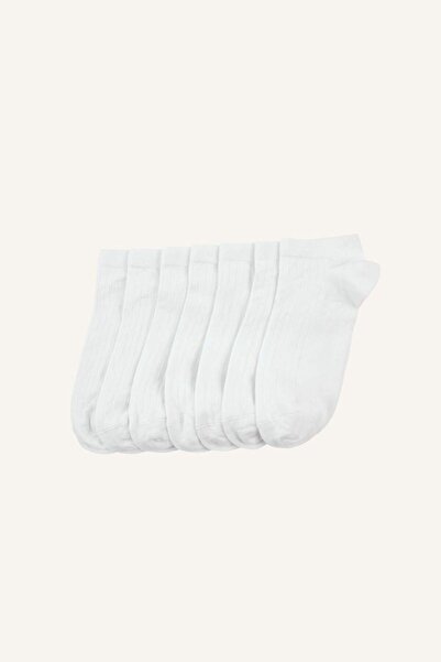 DeFacto Men's Seamless 7-Piece Bamboo Booties White Socks Set H5553Axns