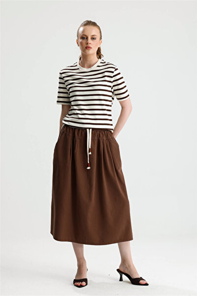 ROSE ARYA Brown Gabardine Skirt