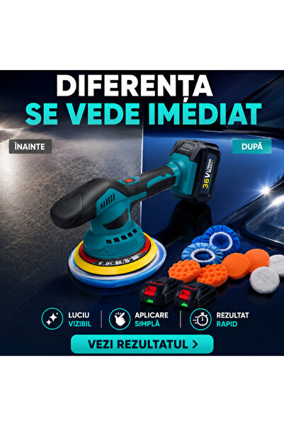 OEM Aparat Polish Auto cu 2 acumulatori 36V, fara fir, portabil (RO-V06) (Zve...