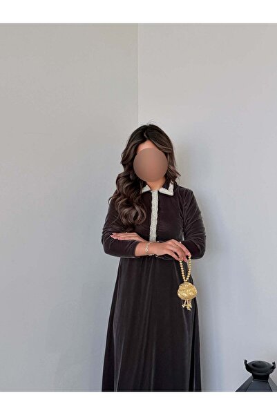 AYA جلابية رمادية وشيك كلفا طراز mwj032