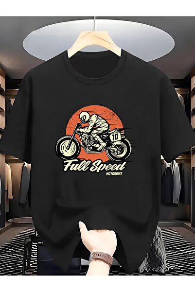 yiou trendy clothing تي شيرت رجالي من القطن بتصميم ركوب الدراجات النارية
