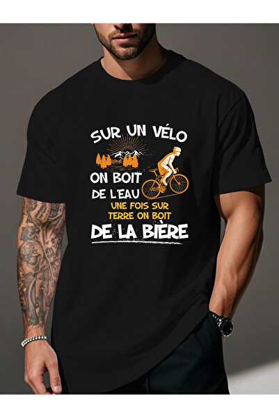 yiou trendy clothing تي شيرت رجالي ممتع بتصميم فرنسي مجعد