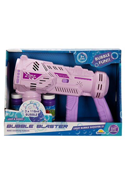 Sunman Pistol de facut baloane cu lumini si sunete, Bubble Blaster, Roz, 236 ml
