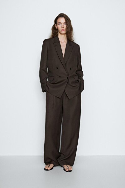 Massimo Dutti Keten kruvaze blazer - STUDIO