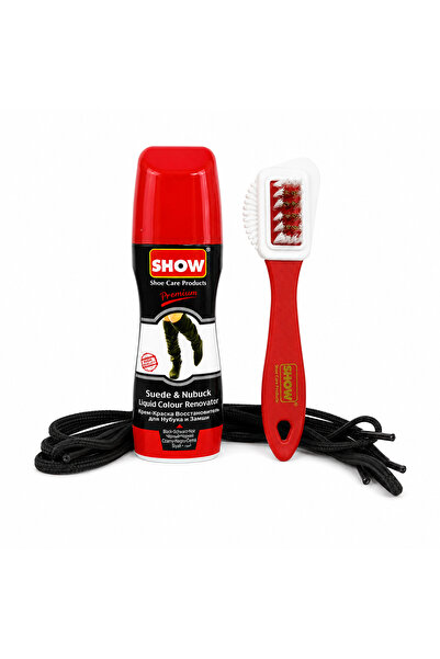 FKN SHOW Nubuk Süet Siyah Ayakkabı Boyası (75ml) Temizleme Fırçası ve Bağcıkl...