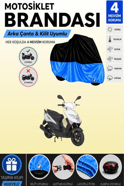 Cemku Double Black Top - Blue Bottom, Rear Bag Compatible Mondial 50 Eagle Mo...