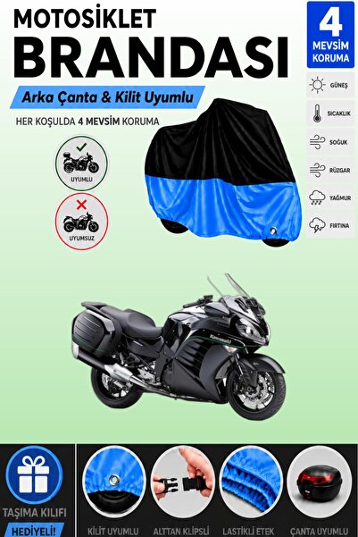 Cemku Double Black Top - Blue Bottom, Rear Bag Compatible Kawasaki Gtr 1400 M...