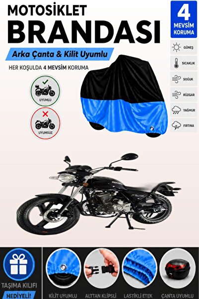 Cemku Double Black Top - Blue Bottom, Rear Bag Compatible Mondial 150 Mr Moto...
