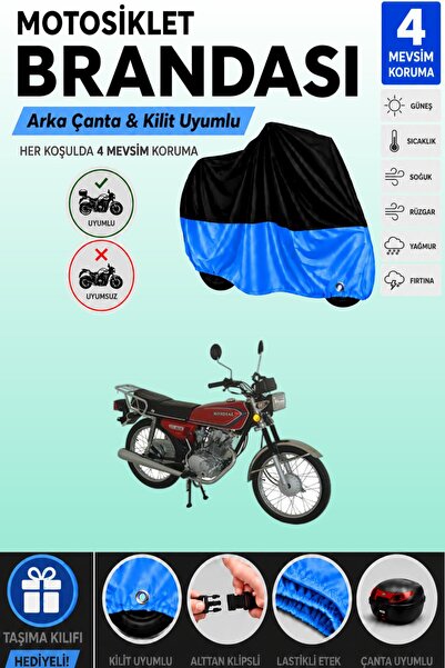 Cemku Double Black Top - Blue Bottom, Rear Bag Compatible Mondial 125 Agk Mot...
