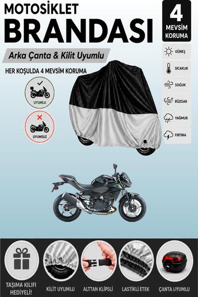 Cemku Double Black Top - Gray Bottom, Rear Bag Compatible Kawasaki Z 500 Moto...