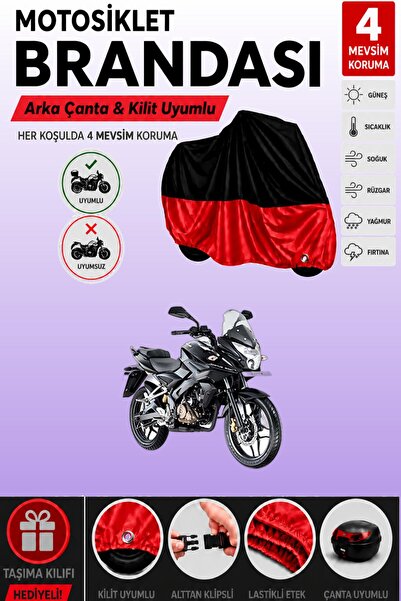 Cemku Double غطاء علوي أسود - سفلي أحمر، غطاء خلفي متوافق مع دراجة باجاج بولس...