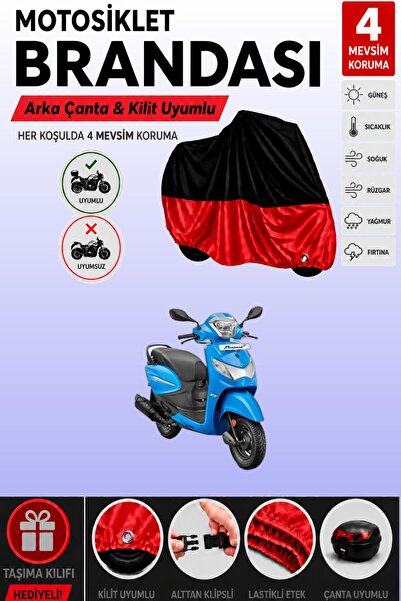 Cemku Double Black Top - Red Bottom, Rear Bag Compatible Hero Pleasure 110 Mo...