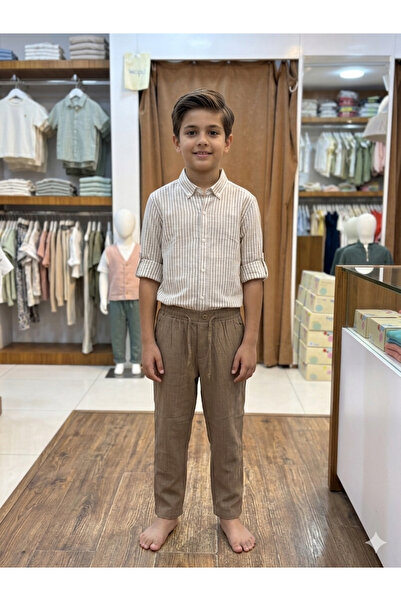 Woorage Striped Shirt 5-14 Years Old Beige