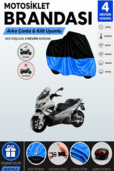Cemku Double Black Top - Blue Bottom, Rear Bag Compatible Gilera Nexus 300 Mo...