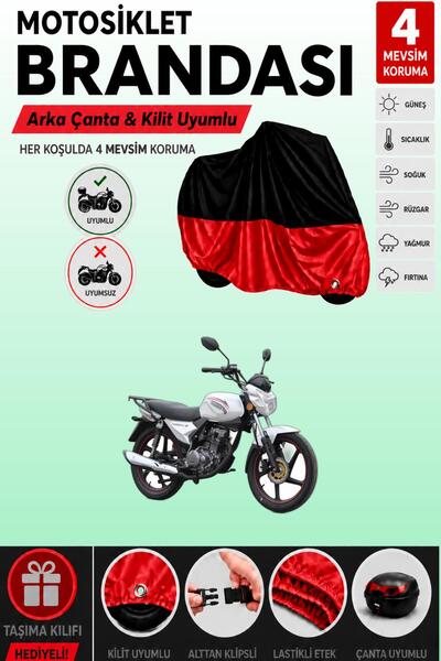 Cemku Double Black Top - Red Bottom, Rear Bag Compatible Kuba Razore 100 Moto...