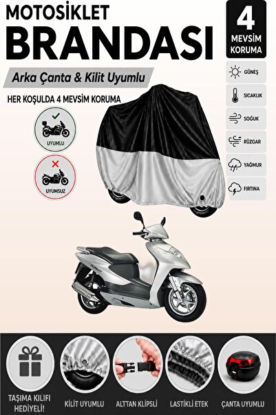 Cemku Double Black Top - Gray Bottom, Rear Bag Compatible Honda Dylan 125 Mot...