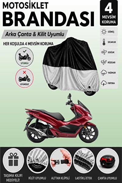 Cemku Double Black Top - Gray Bottom, Rear Bag Compatible Honda Pcx125 Motorc...
