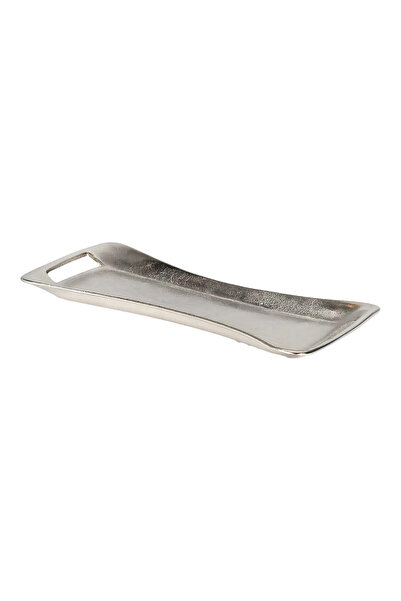 Blends Slim Silver Metal Serving Tray with Rectangular Design