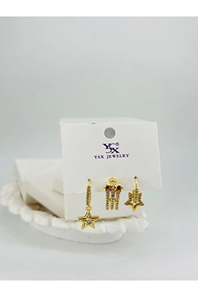 atastore2017 Star Detailed Triple Combination Earrings