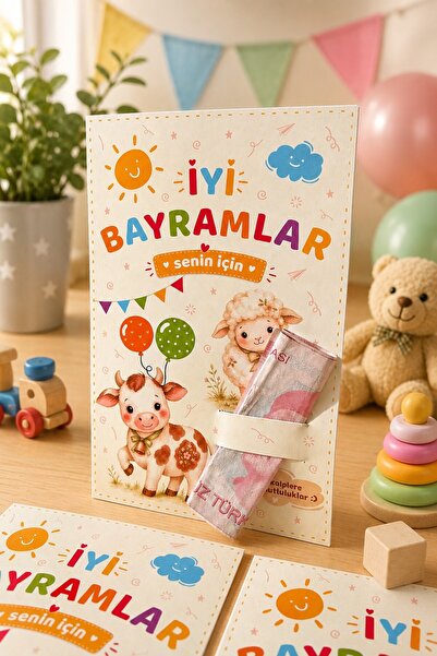 MSticker Kurban Bayramı Harçlık Kartı 10’lu Set – Çocuklar İçin Bayramlık Par...
