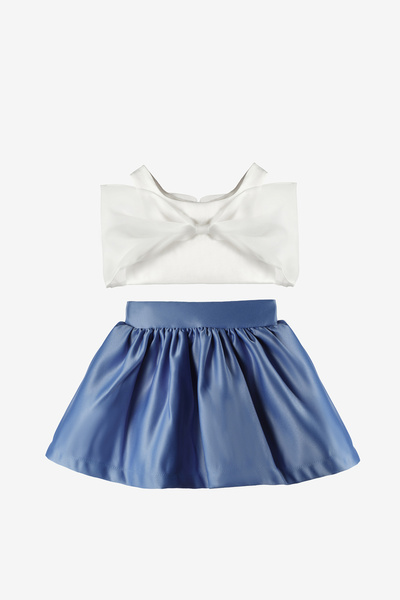 Le Mabelle Set din două piese pentru fete cu fundă din tul și fustă din satin...