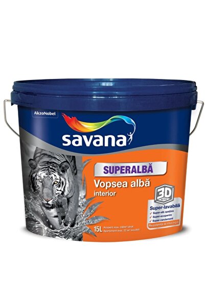 Savana Vopsea de interior super lavabilă, 15 L, Savana, alb super intens / EX...