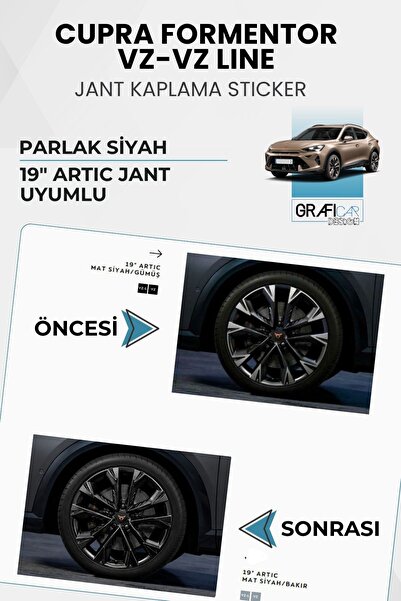 GRAFİCAR Cupra Formentor VZ Jant Kaplama Sticker Set - 19 inç Artıc Jant Uyum...