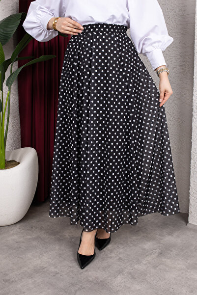 HİRA LİFE FASHİON Women's Lined Polka Dot Patterned Tulle Skirt