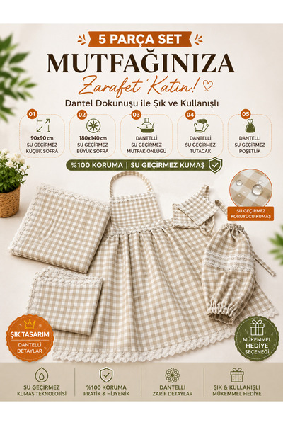Ayşenur Çeyiz Duck Kumaş Çeyizlik Su Geçirmez Önlük Sofra Seti