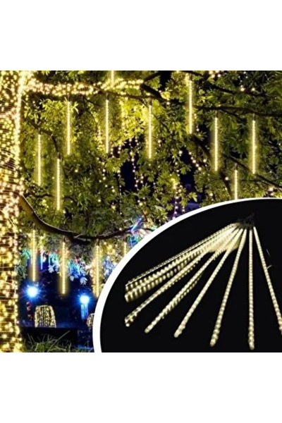 Go İthalat 10'lu Meteor LED Yağmur Damlası Işık Sarı Renk USB'li Ağaç Süsleme...