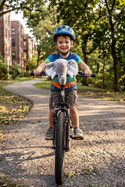 Wellgro Softyheads Scooter, Bisiklet, Bebek Arabası Başlığı, Çok Amaçlı Fil Peluş Başlık
