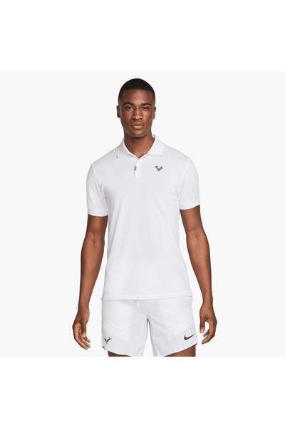 Nike Rafa Logo Polo White/Black Men's Tennis Polo