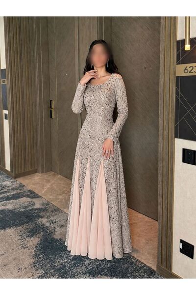 SHAMS Luxury Evening Dress with Long Sleeves Bling Mermaid Evening Gowns