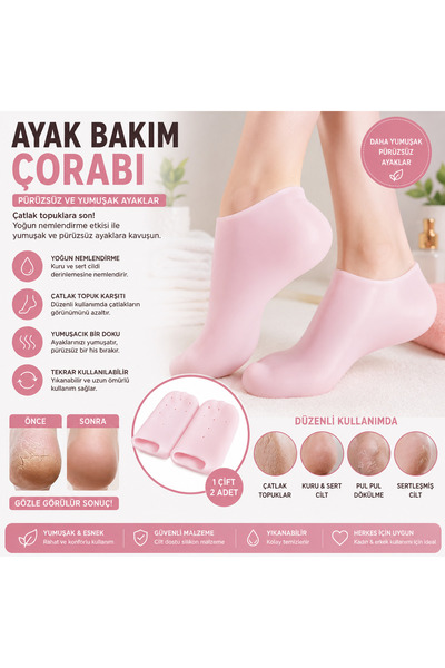 Eşya Dünyası Silikon Ayak Bakım Çorabı Nemlendirici Topuk Çorabı Çatlak Topuk...