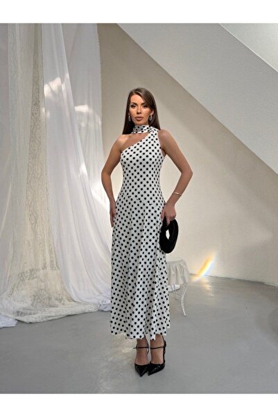 Paraf style Vintage Polka Dot Patterned Stylish Long Dress