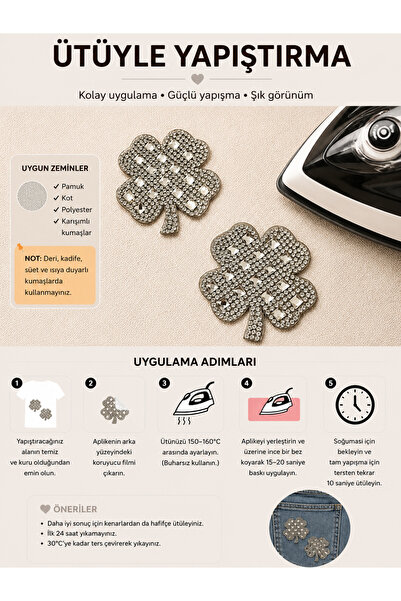 Ornaments Çiçek desenli ütüyle yapışan parlak taşlı aplik
