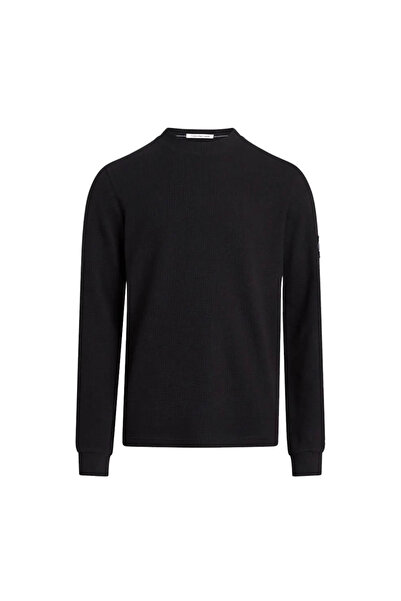 Calvin Klein Cămașă bărbătească cu mânecă lungă, cu insignă, tip waffle, mări...