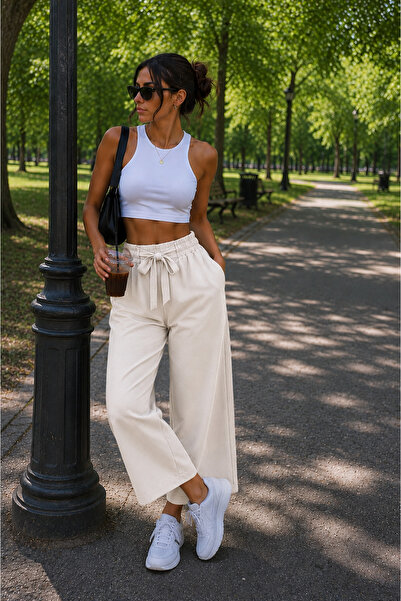 get crazy collection Pantaloni de damă cu talie legată și picior larg