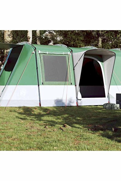 vidaxl Cort de camping tunel pentru 4 persoane, verde, impermeabil
