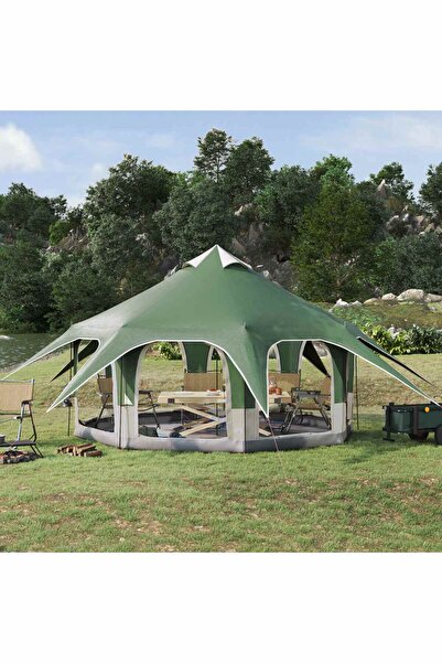 vidaxl Cort de Familie Verde 5 persoane Poliester 185T cu acoperire PU