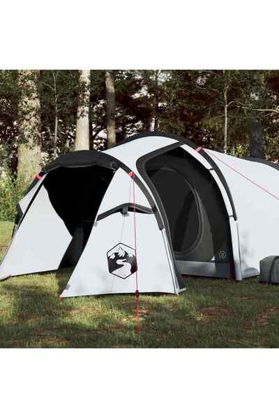 vidaxl 3-person tunnel camping tent, white, opaque fabric, Waterproof