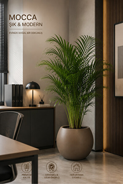 KastaSaksı 30x40 cm plastik mocca rengi modern dekoratif saksı