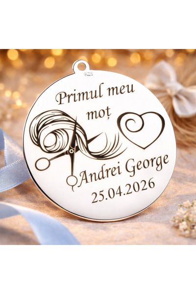 Simoshop Pandantiv monedă de argint de 22 mm pentru ceremonia tăierii părului...