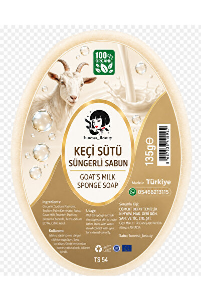 Lunessa Beauty Keçi Sütü Özlü Kalıcı Kokulu Süngerli Sabun 135 g