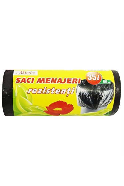 NO BRAND Pachet 5 bucati Black Household Bags 35L, 50 pcs/roll, Resistant, fo...