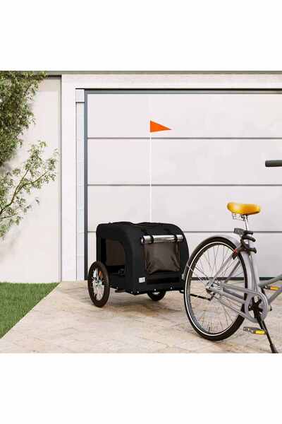 vidaxl Remorcă bicicletă animale companie, negru, textil oxford/fier