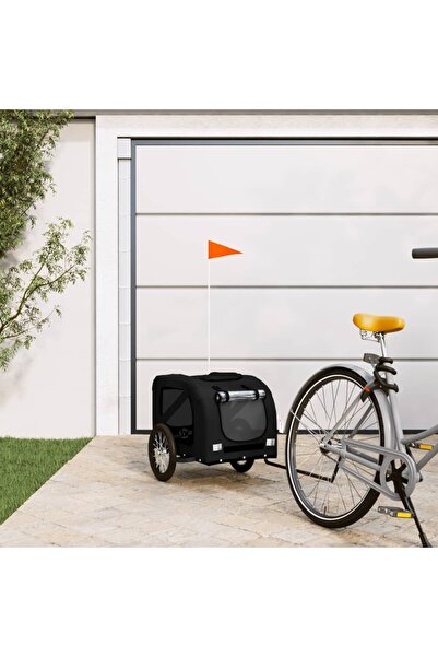 vidaxl Remorcă bicicletă animale companie, negru, textil oxford/fier
