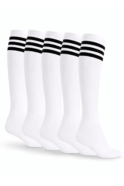 Hepsine Rakip 5 Pairs Women's Striped Knee High Socks Sports School Casual Co...