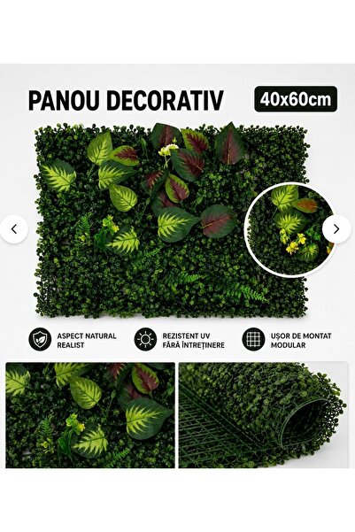 EMATTEIRO Panou Decorativ Verde Cu Flori, Gard Artificial, Pentru Gradina Sau...