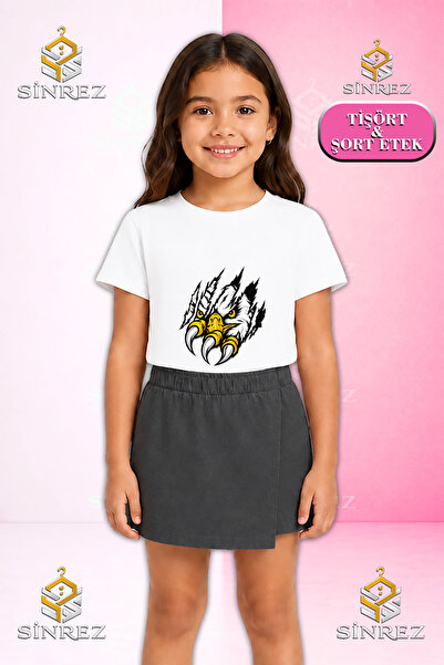 SİNREZ Set pentru fete EAGLE PRINTED IN THE PENCE Tricou cu mânecă scurtă, pa...